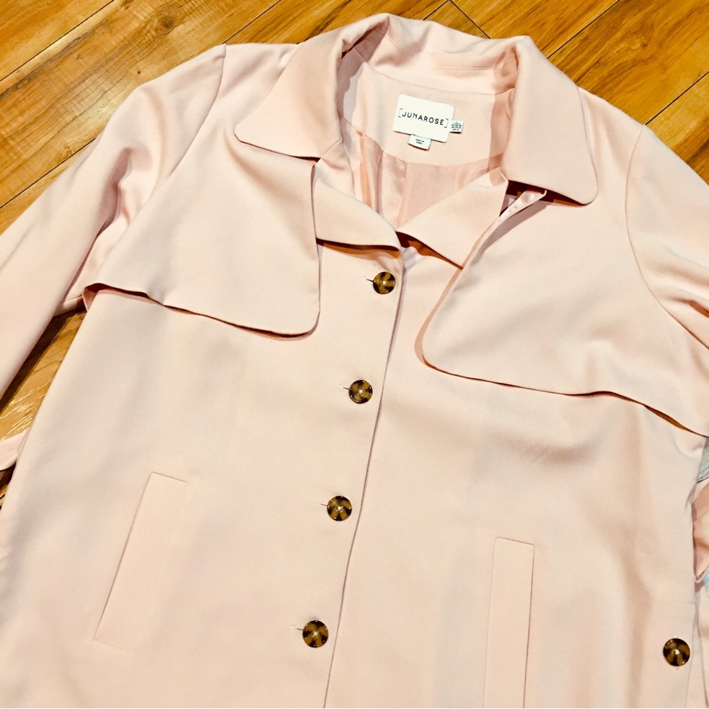 Junarose Juna Rose blush pink trench jacket peacoat oreppy lined beach